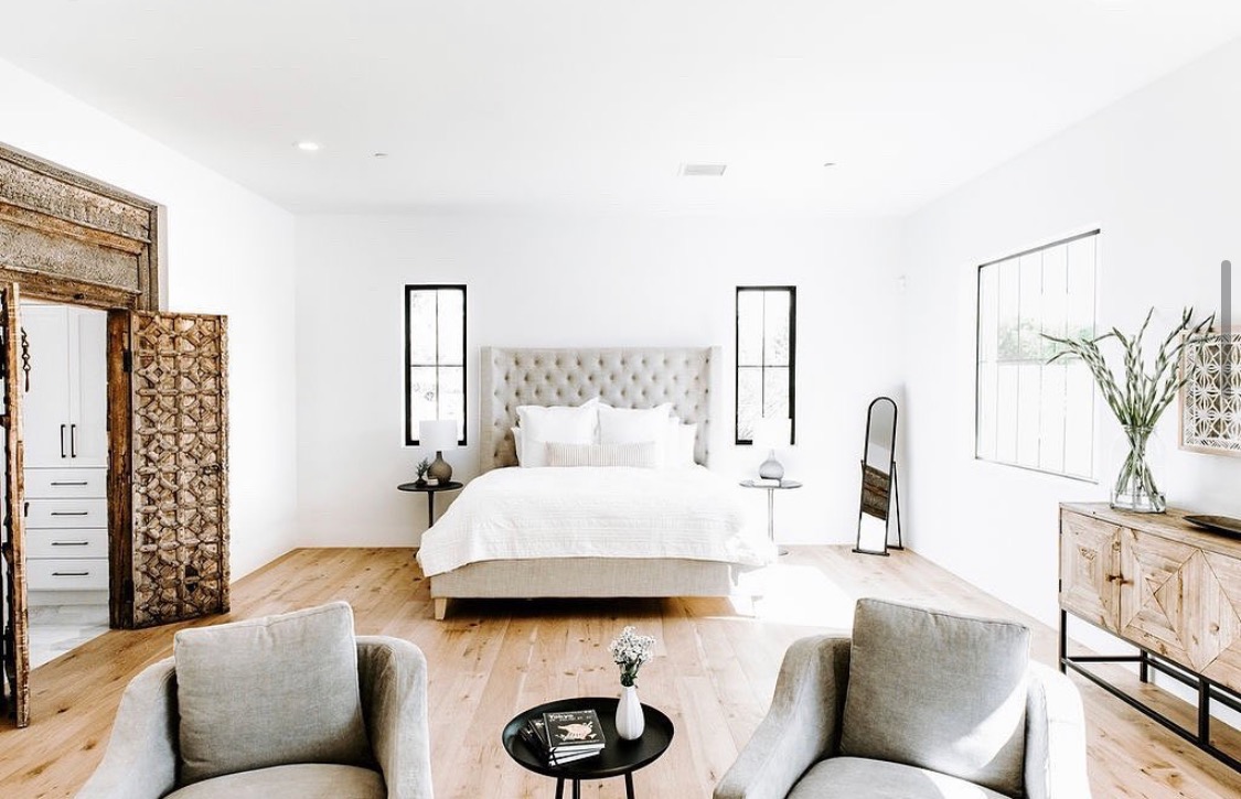 Bedroom styled by Modern Nest. All furnishings showcased from Potato Barn.